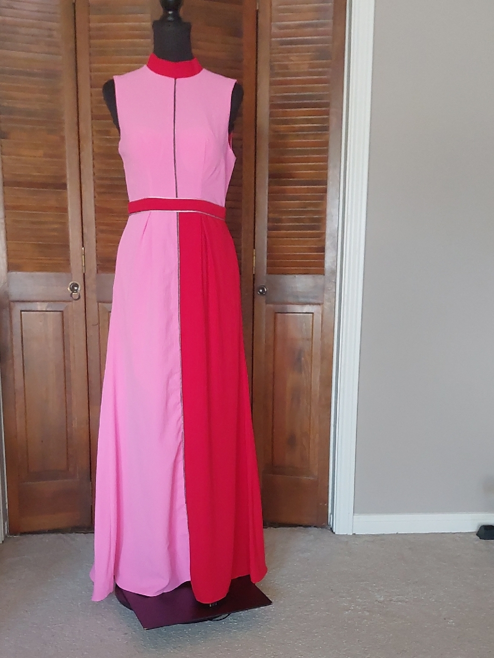 Berylove Red Pink Colorblock Maxi Dress Sz 8